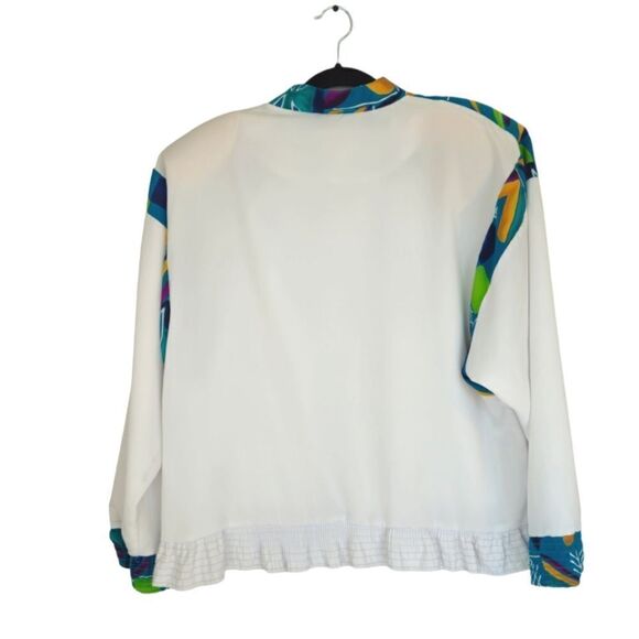 Vintage Brenda Goode '80s Full Zip Light Weight Ruffle Hem Windbreaker Jacket M - Picture 2 of 9